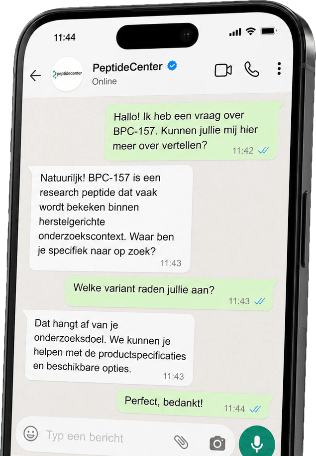 PeptideCenter WhatsApp mockup